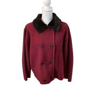 Vintage Lord & Taylor wool sweater with faux fur collar